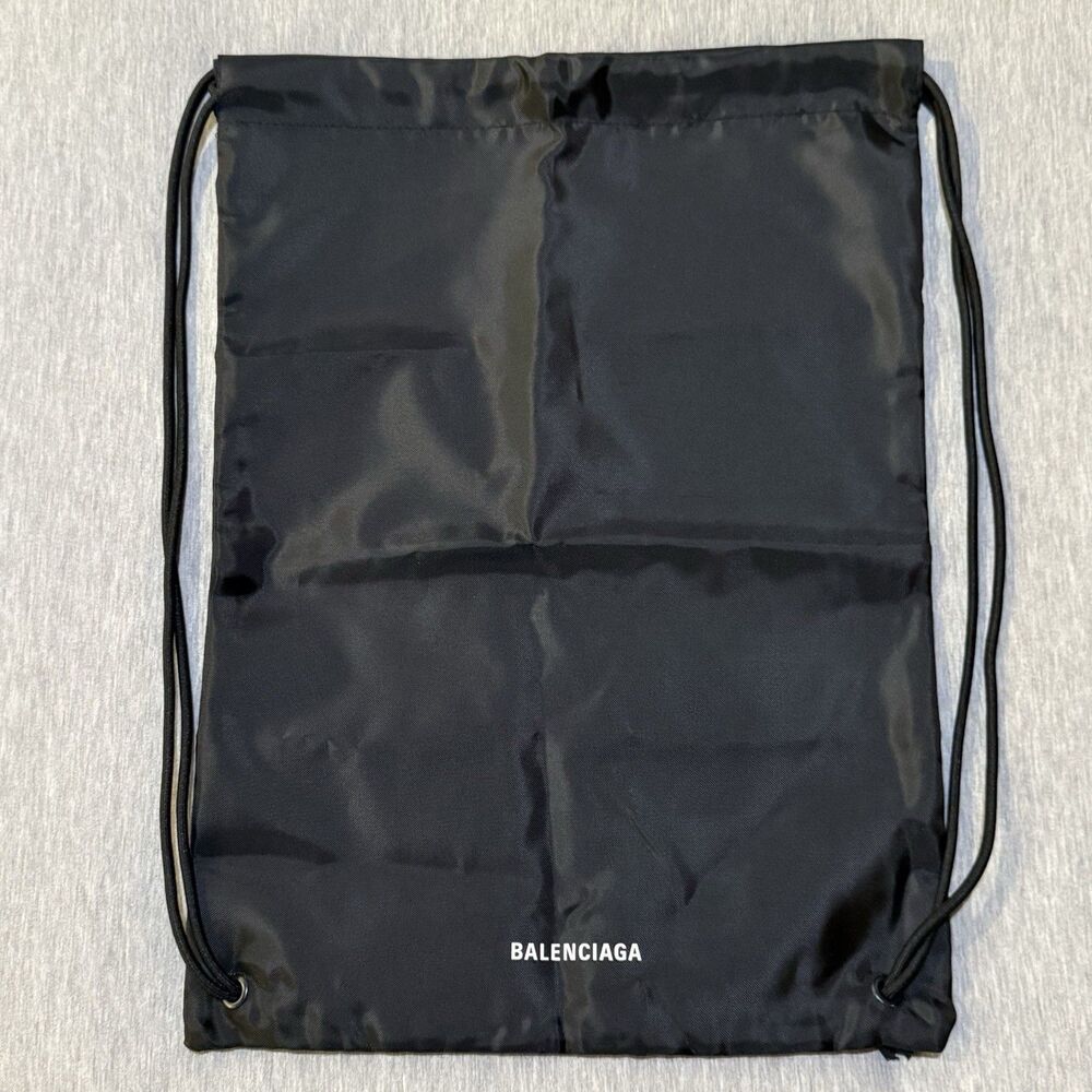 Balenciaga Designer Dust Bag Nylon Drawstring Backpack Black 19x14 New Fashion